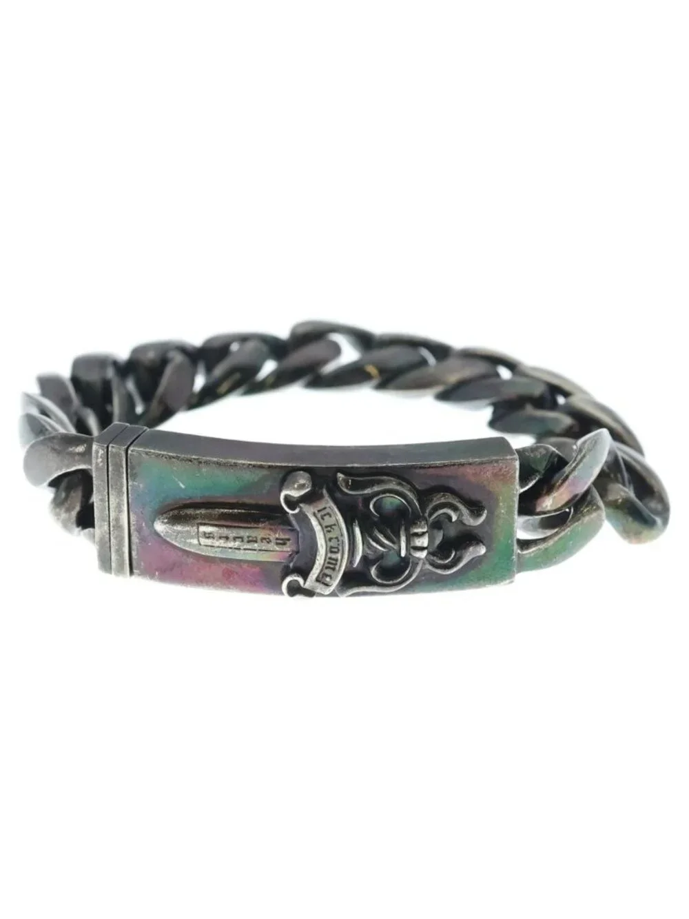Chrome Hearts Dagger ID Classic Link Bracelet Black Rhodium